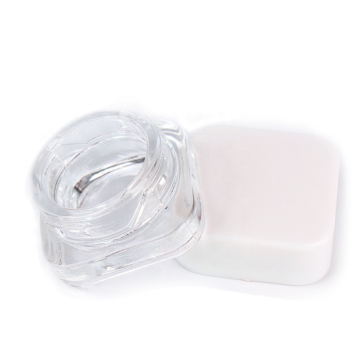 Wholesale empty square clear 5ml 5g glass face eye cream cosmetic jar with white lid
