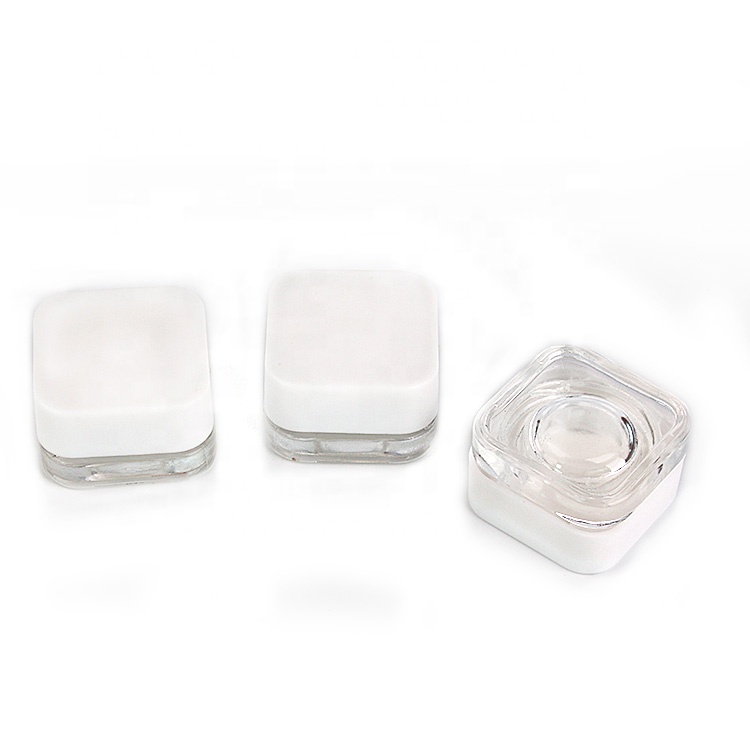 Wholesale empty square clear 5ml 5g glass face eye cream cosmetic jar with white lid