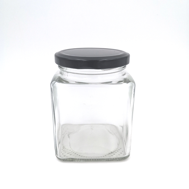 Wholesale empty square glass jars with metal lid