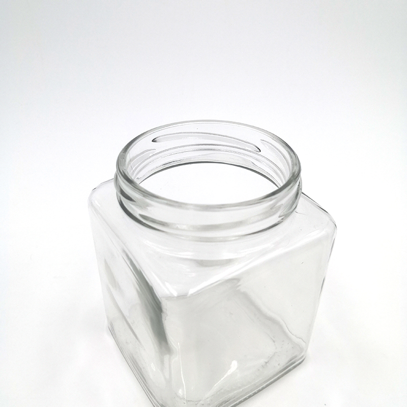 Wholesale empty square glass jars with metal lid