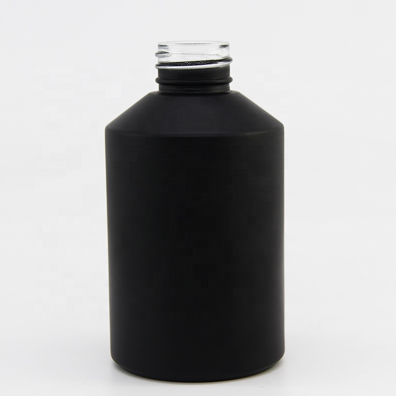 Wholesale essential oil glass bottle in 200 ml with pump head and slanted shoulder glass body