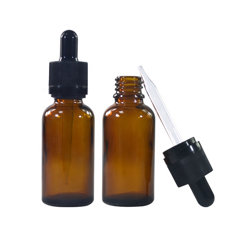 Wholesale essential oil packaging clear amber green blue glass dropper bottle with pipette