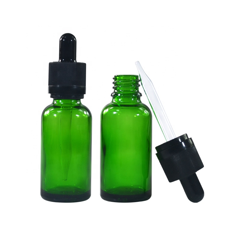 Wholesale essential oil packaging clear amber green blue glass dropper bottle with pipette