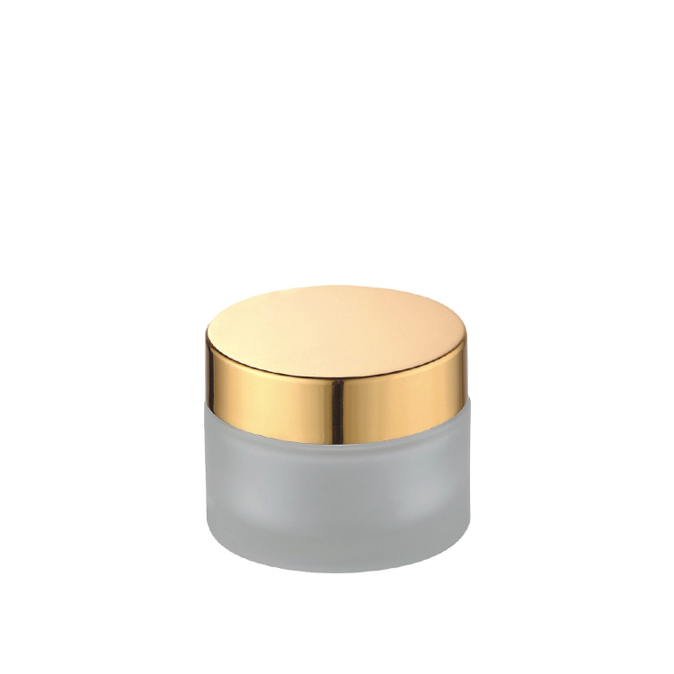 Wholesale face cream use 100g frosted glass cream jar with gold aluminum lid
