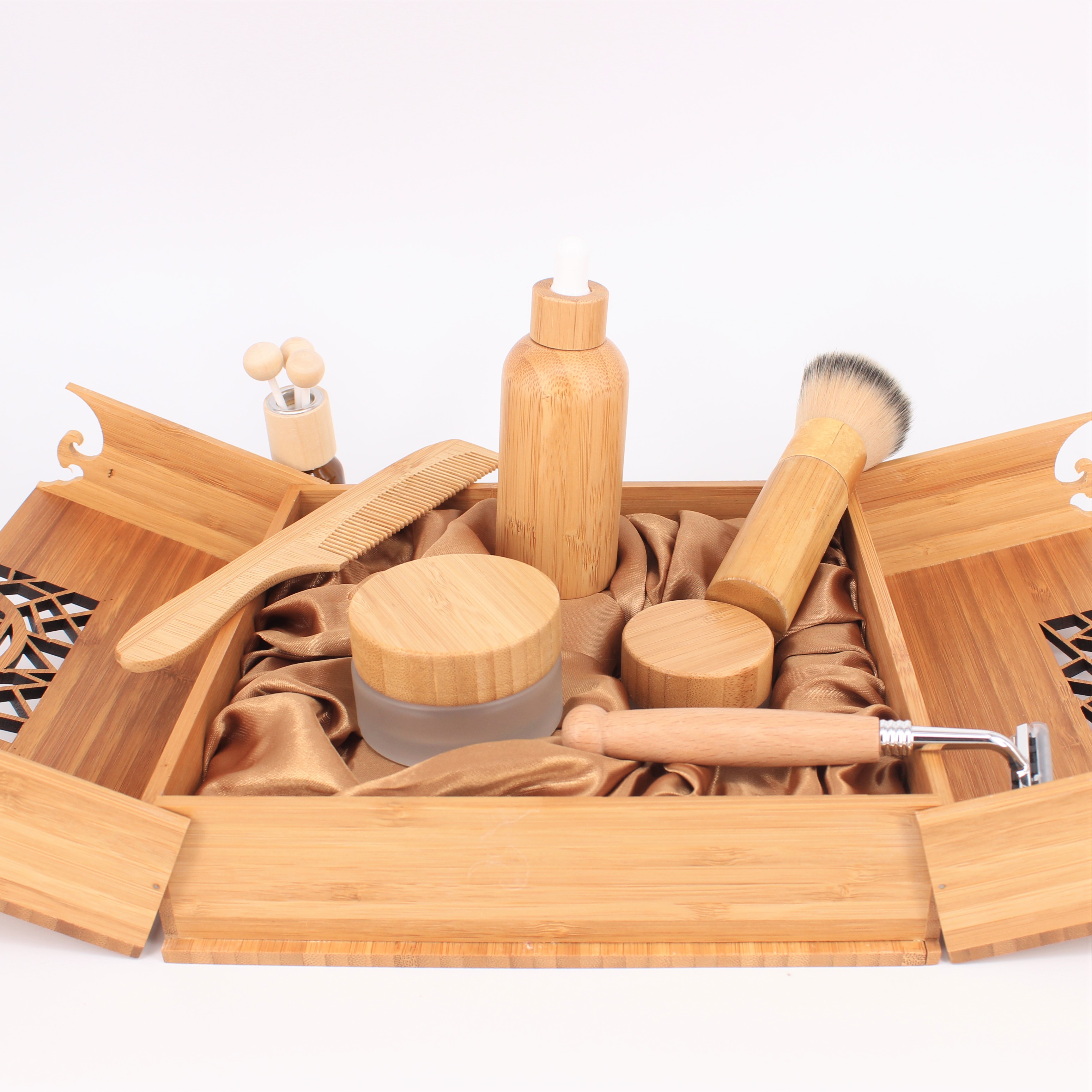 Wholesale factory price bamboo face cream dropper bottle comb shaving paint set