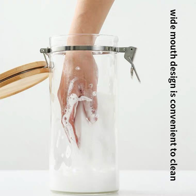 Wholesale factory price glass storage tank combined Stainless steel lid sealed tank kitchen food storage bottle for food storage