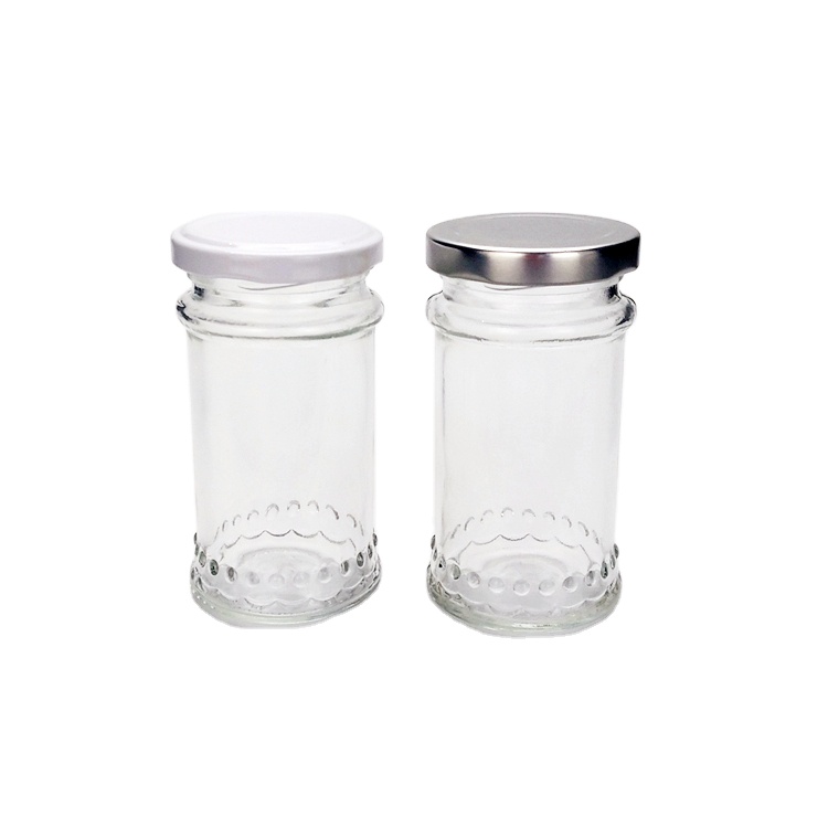 Wholesale fancy 150ml clear round glass coffee powder jar spice jar with metal lid