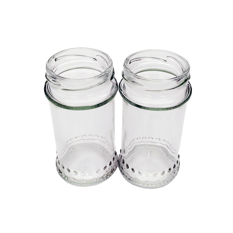Wholesale fancy 150ml clear round glass coffee powder jar spice jar with metal lid