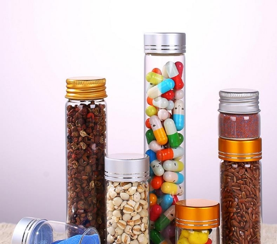 Wholesale flat bottom glass test tube 5ml 10ml 15ml 20ml 25ml 30ml 50ml 100ml storage bottles with aluminum screw cap