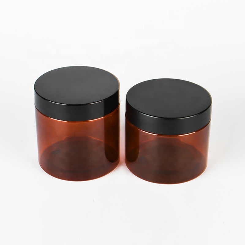 Wholesale food facial mask container 30g 50g 100g 120g 150g 200g 250g 300g 500g Amber PET plastic cream jar with lid for scrubs