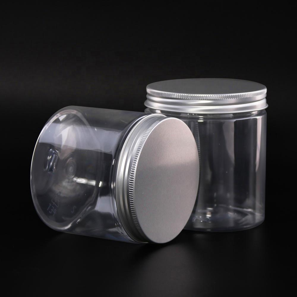 Wholesale food grade 30g 40g 50g 60g 80g 100g 120g 150g 200g 250g 500g clear plastic packaging jar with aluminum lid