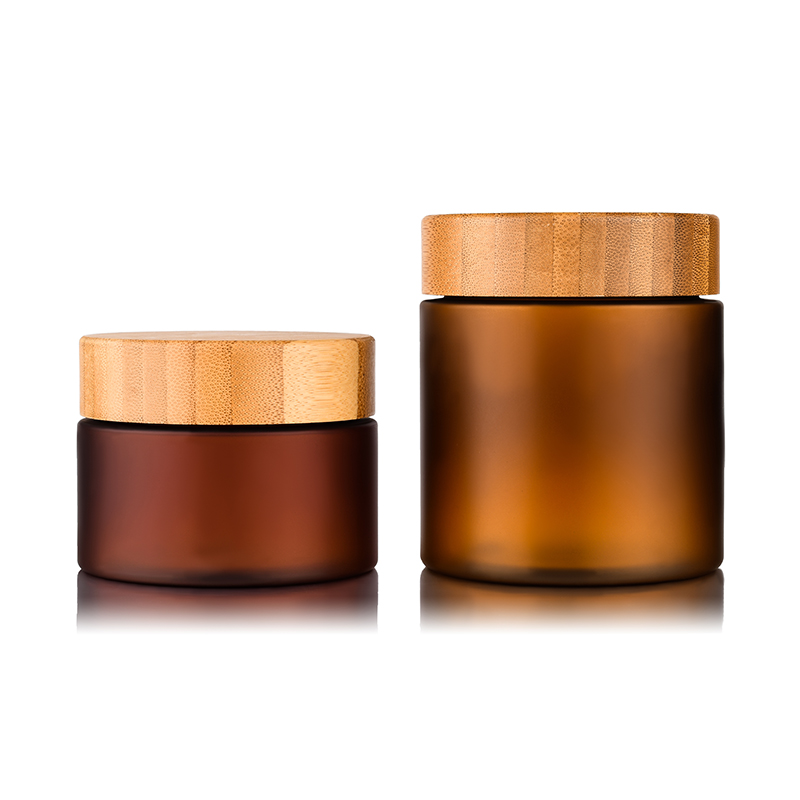 Wholesale food grade cosmetic packaging 150ml 250ml amber clear wide mouth pet plastic cream jar with natural bamboo lid