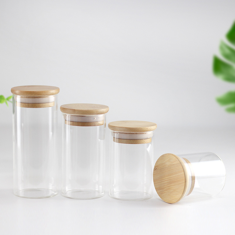 Wholesale food grade wide mouth cylindrical spices syrup honey kitchen use storage 8 oz glass jars with lid storage containers