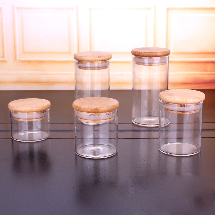 Wholesale food grade wide mouth cylindrical spices syrup honey kitchen use storage 8 oz glass jars with lid storage containers