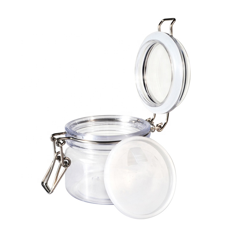 Wholesale food storage container 40ml 60ml 120ml 150ml 200ml 250ml 550ml 1000ml air seal PET plastic kilner jar with metal lock