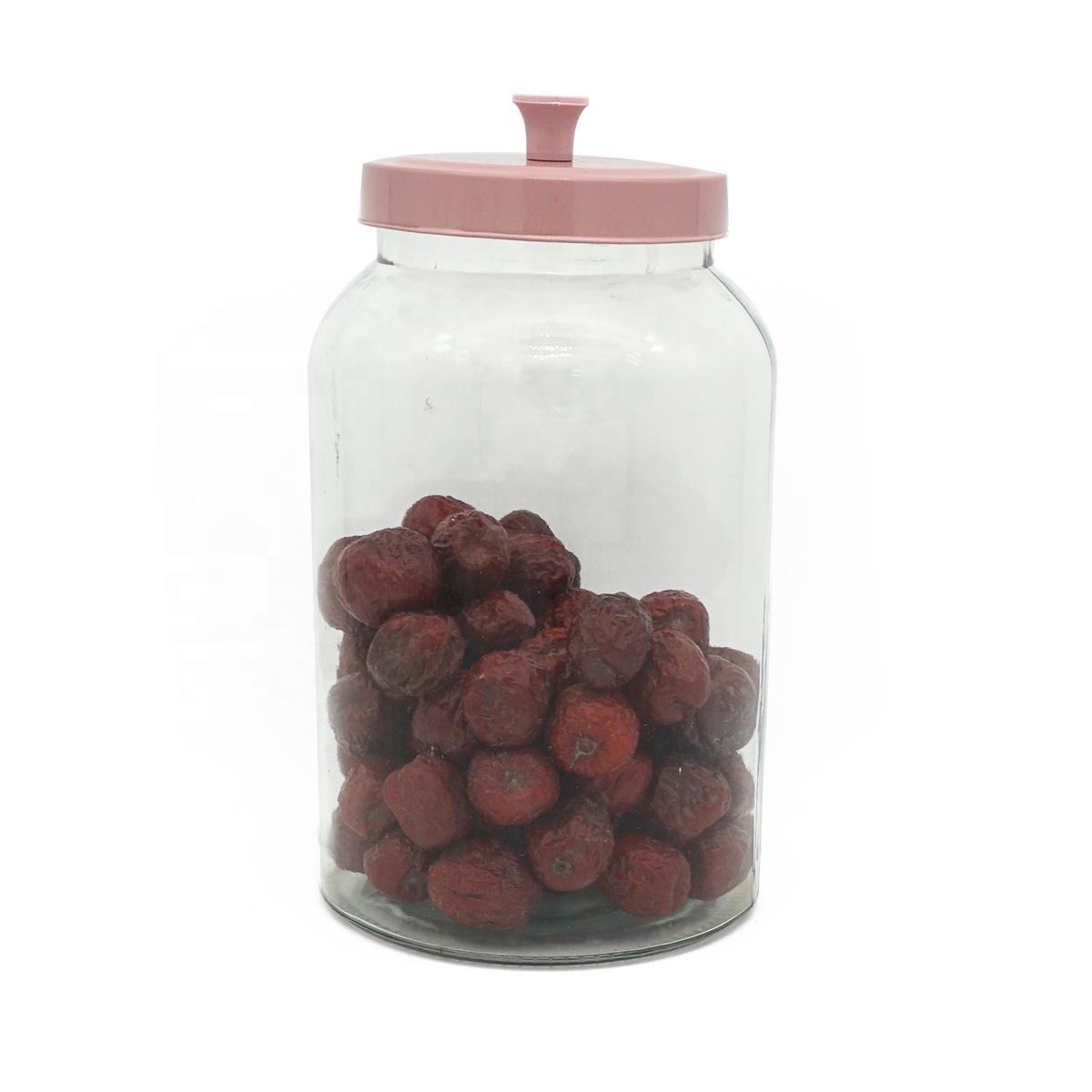 Wholesale food storage jar 56oz 140oz creative round glass jars with pink lids