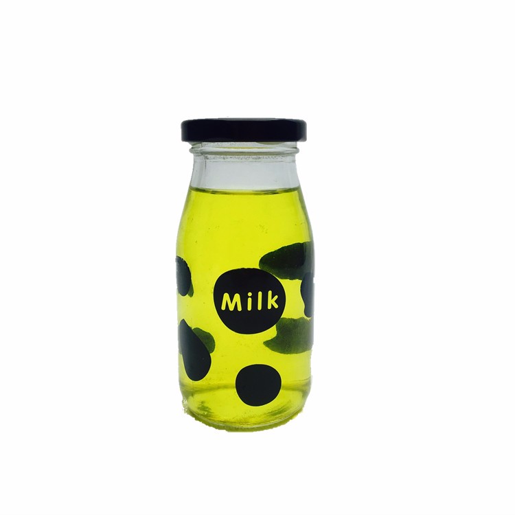 Wholesale freezer milk glass bottles with lid 200ml beverage glass bottle with straw