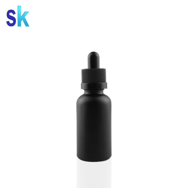 Wholesale frosted black color 30 ml glass dropper bottles