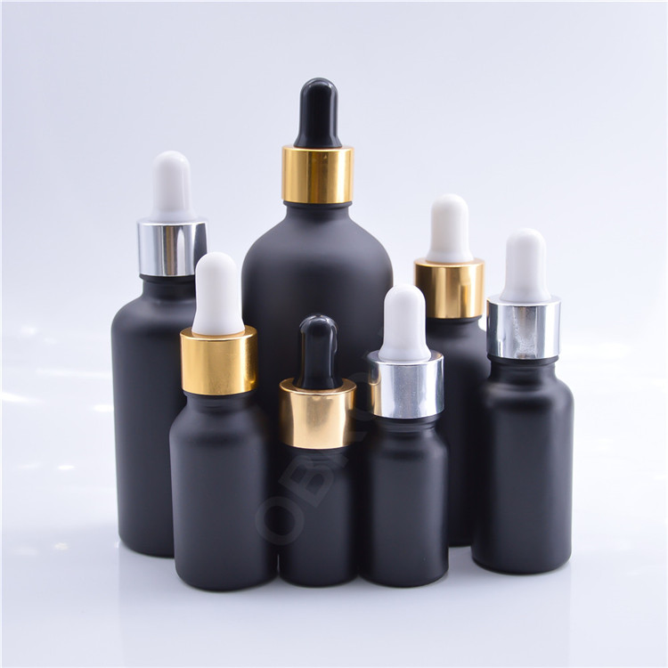 Wholesale  frosted black glass dropper bottle  15ml 30ml 50ml 100ml