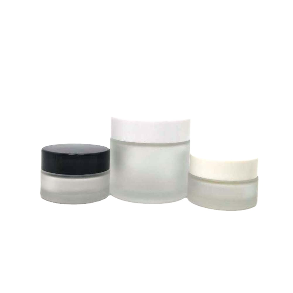 Wholesale frosted clear luxury cosmetics jar glass 20ml 30g face cream jar with silver white black lid