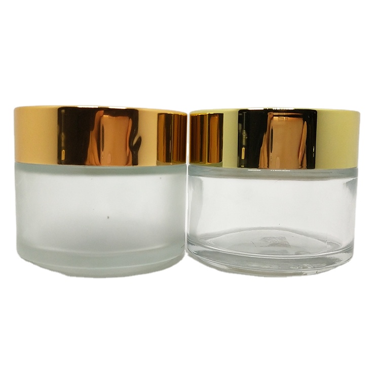 Wholesale frosted clear luxury cosmetics jar glass 20ml 30g face cream jar with silver white black lid