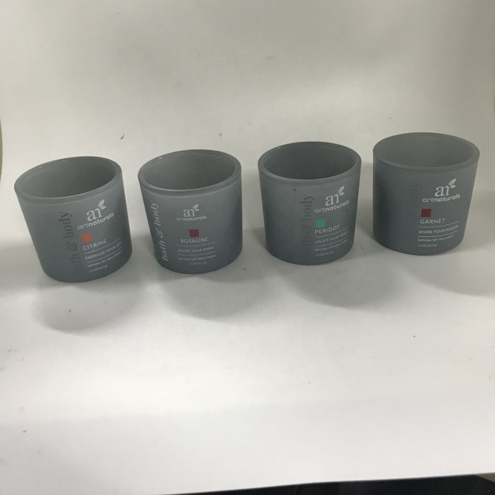 Wholesale frosted glass cup candle jar with decorative lids