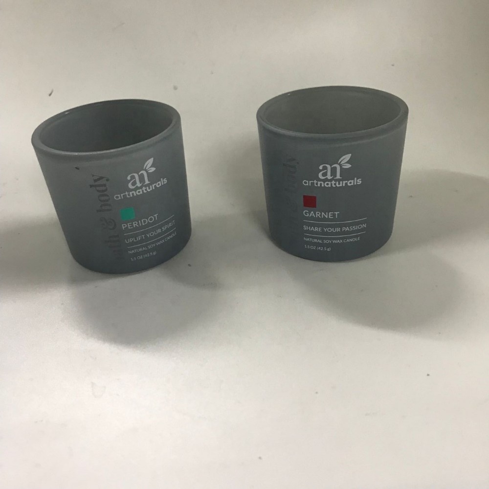 Wholesale frosted glass cup candle jar with decorative lids