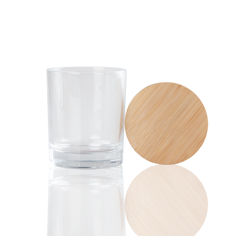 Wholesale frosted glass cup candle jar with lid glass candle vessels