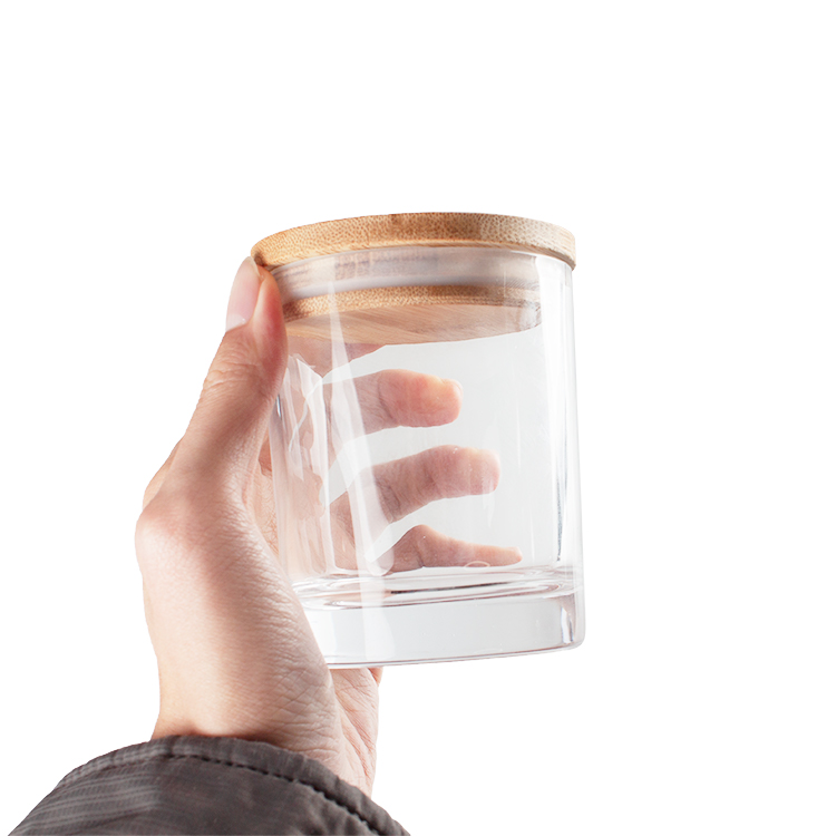 Wholesale frosted glass cup candle jar with lid glass candle vessels