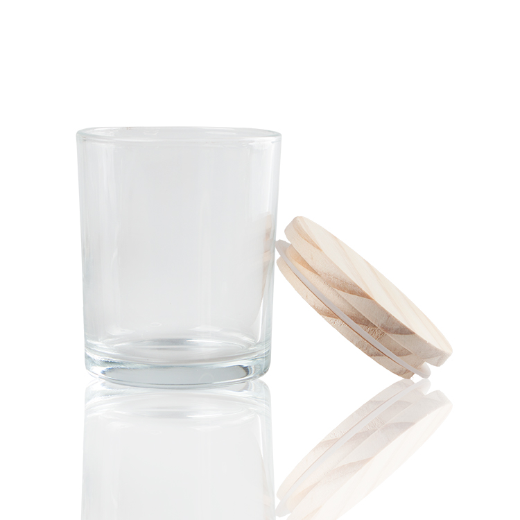 Wholesale frosted glass cup candle jar with lid glass candle vessels