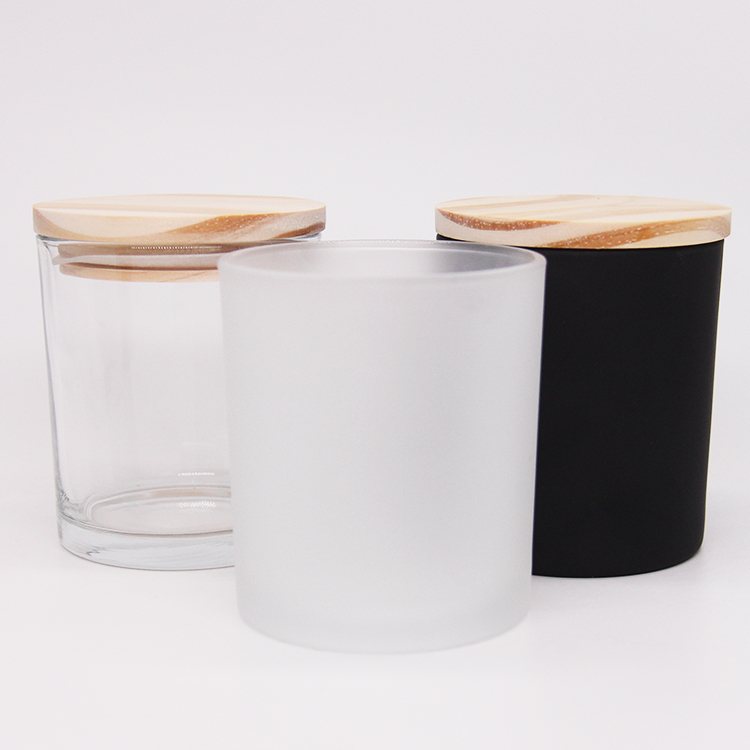 Wholesale frosted glass cup candle jar with lid glass candle vessels