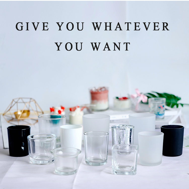 Wholesale frosted glass cup candle jar with lid glass candle vessels