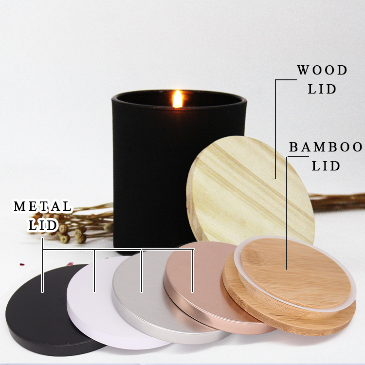 Wholesale frosted glass cup candle jar with lid glass candle vessels
