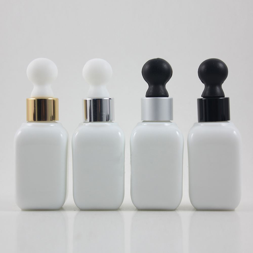 Wholesale glass bottle 30ml white frosted glass dropper bottle opaque white glass bottle