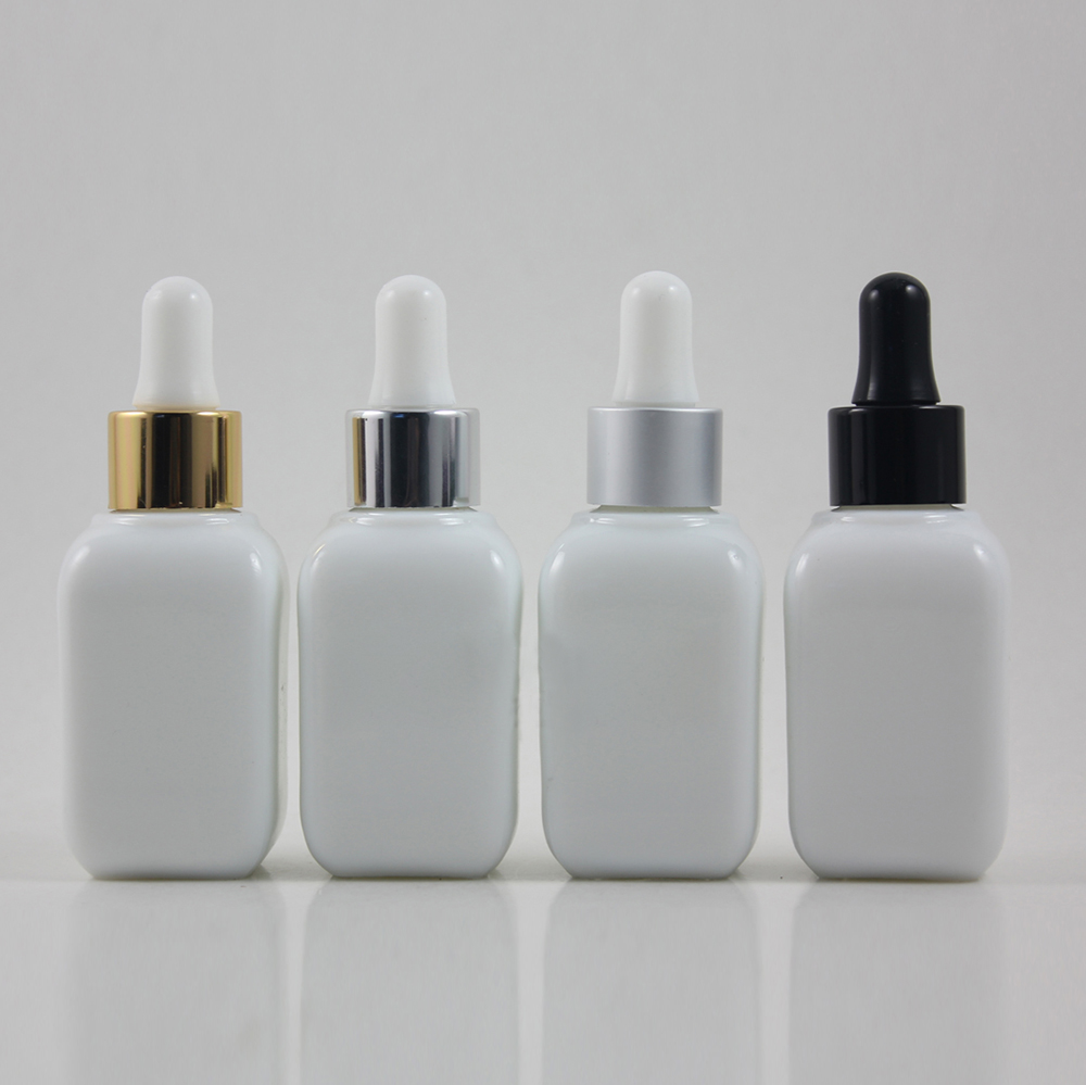 Wholesale glass bottle 30ml white frosted glass dropper bottle opaque white glass bottle