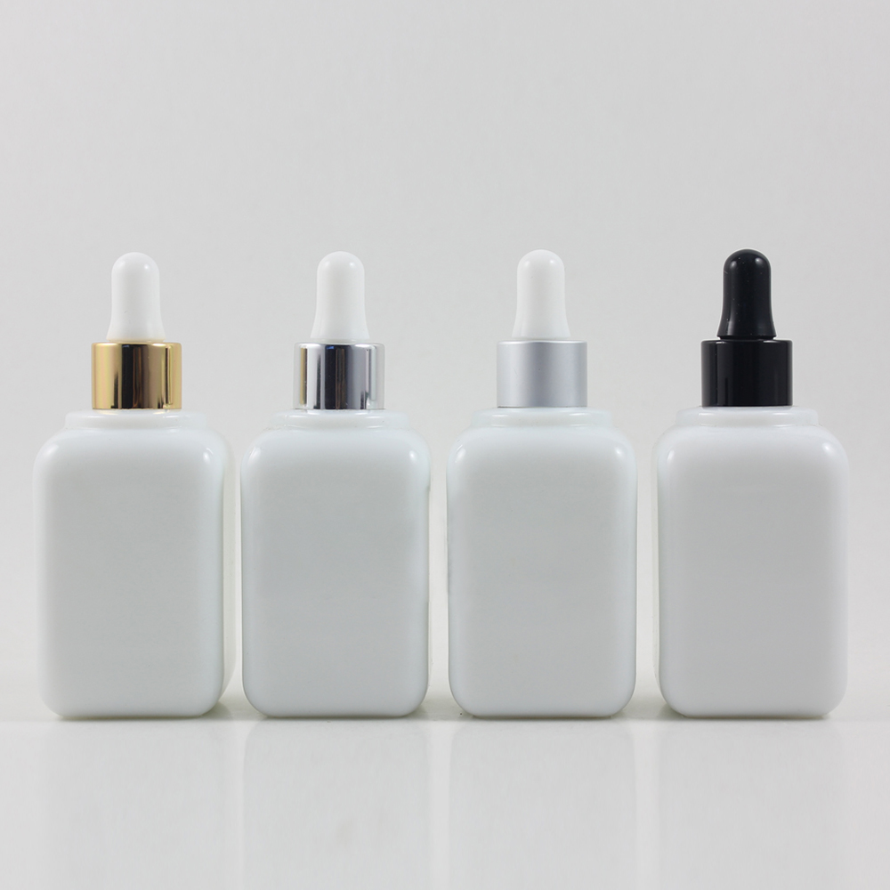 Wholesale glass bottle 30ml white frosted glass dropper bottle opaque white glass bottle