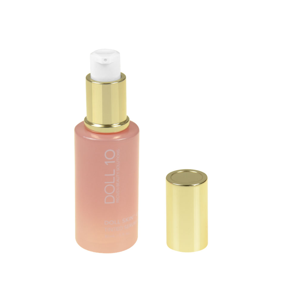 Wholesale glass bottle packaging 30ml 1oz empty pink glass pump powdery bottom liquid bottle for liquid foundation