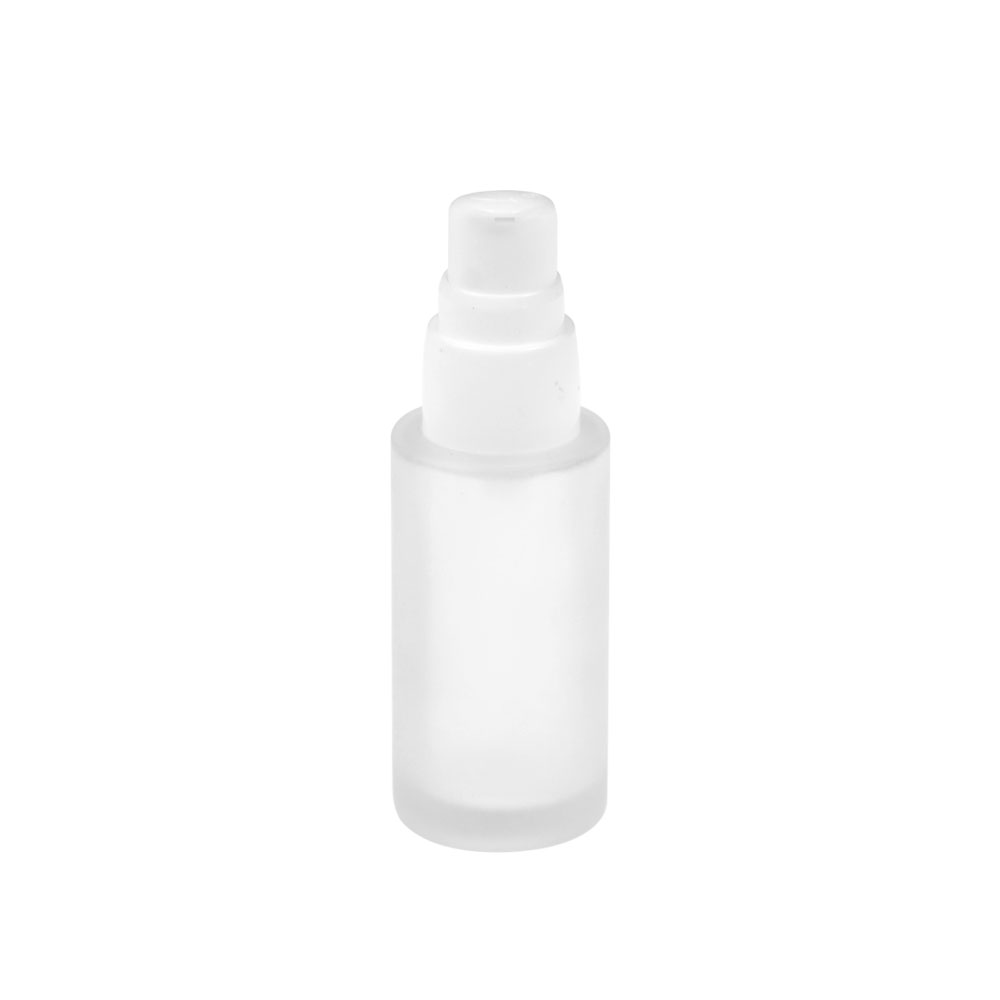 Wholesale glass bottle packaging 30ml 1oz empty pink glass pump powdery bottom liquid bottle for liquid foundation