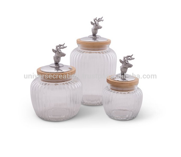 Wholesale glass canister set of 3