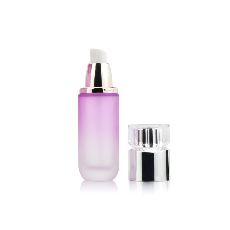Wholesale glass cosmetic bottle purple glass cosmetic bottle and jar skin care set packaging