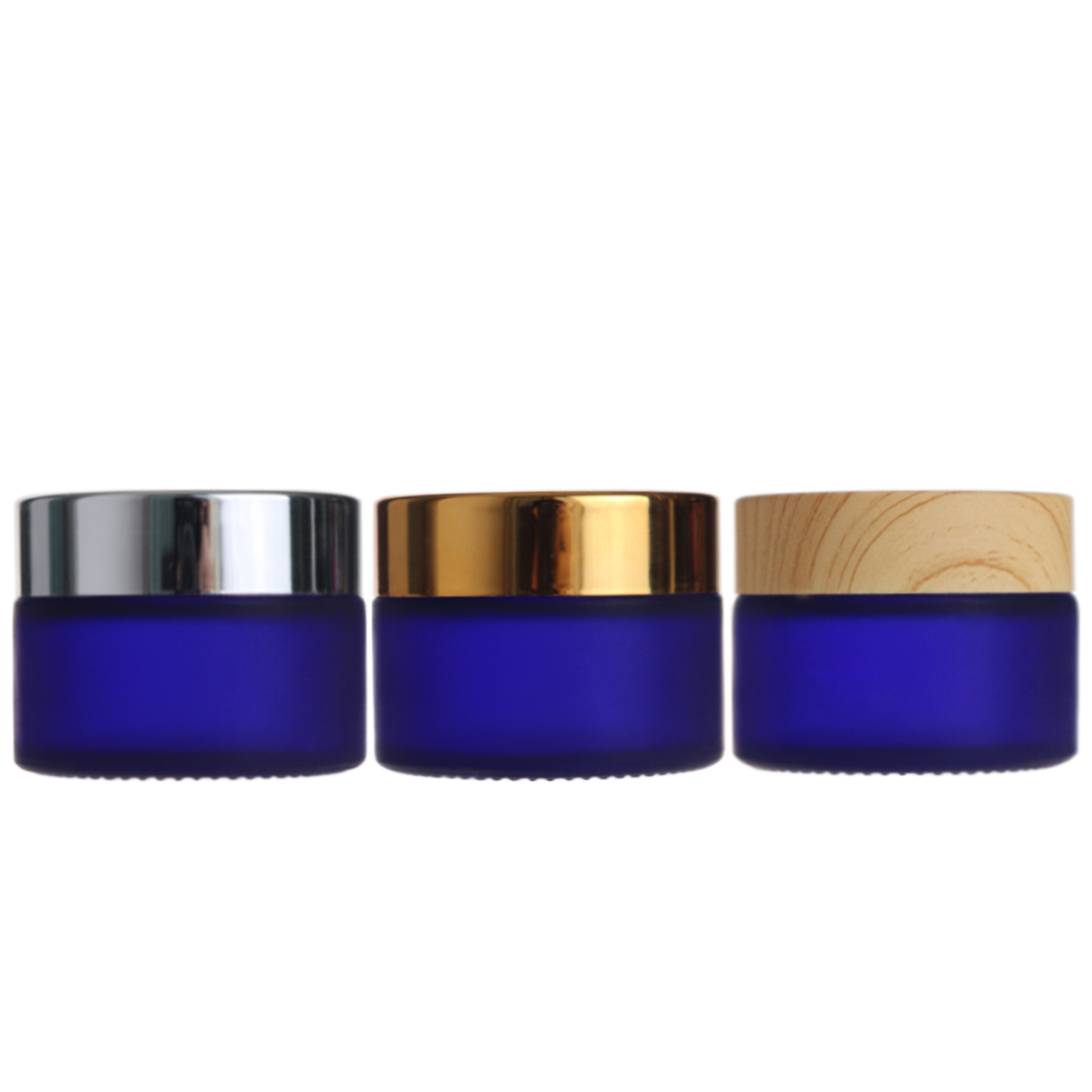 Wholesale glass cosmetic cream jar 30ml blue frosted cosmetics jar