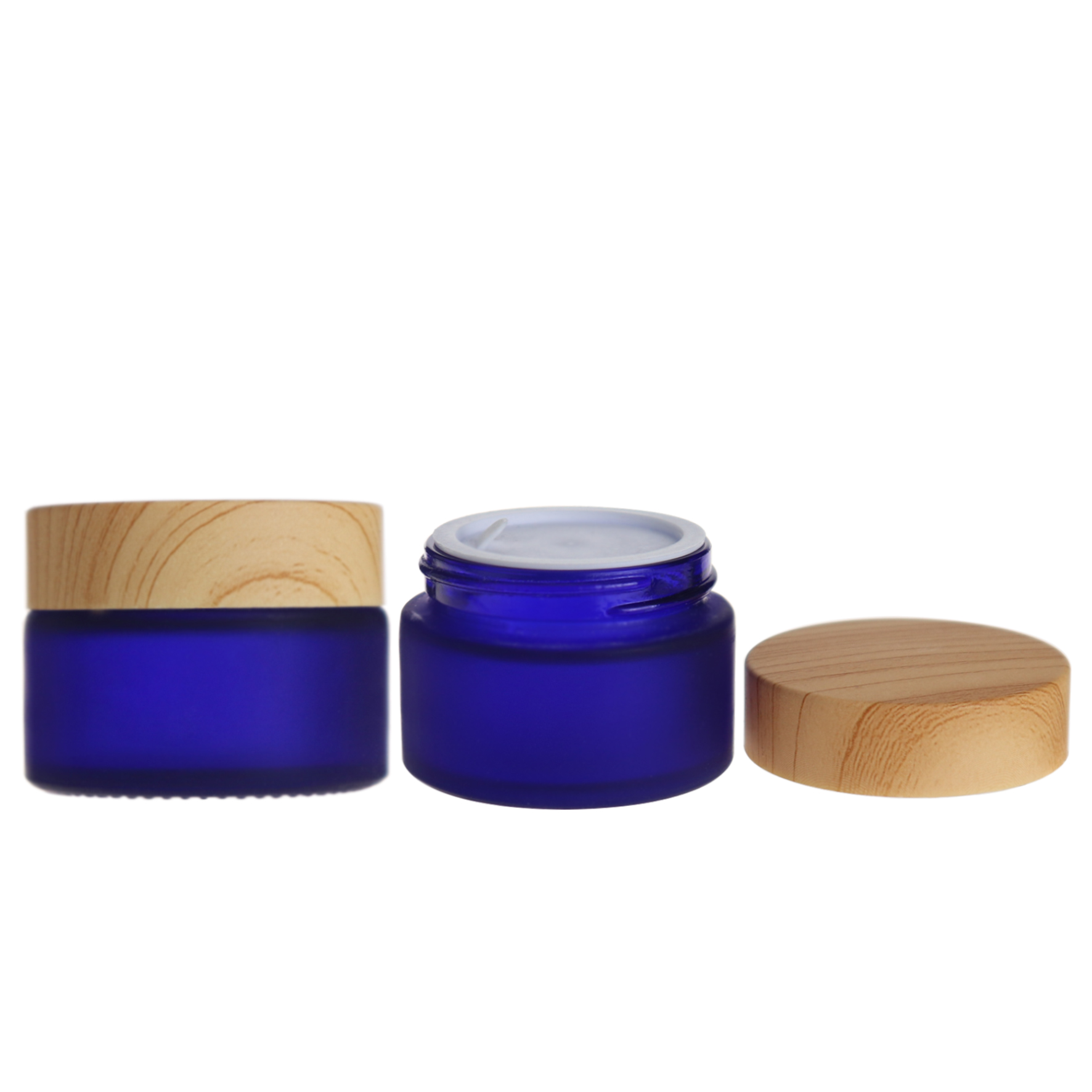 Wholesale glass cosmetic cream jar 30ml blue frosted cosmetics jar