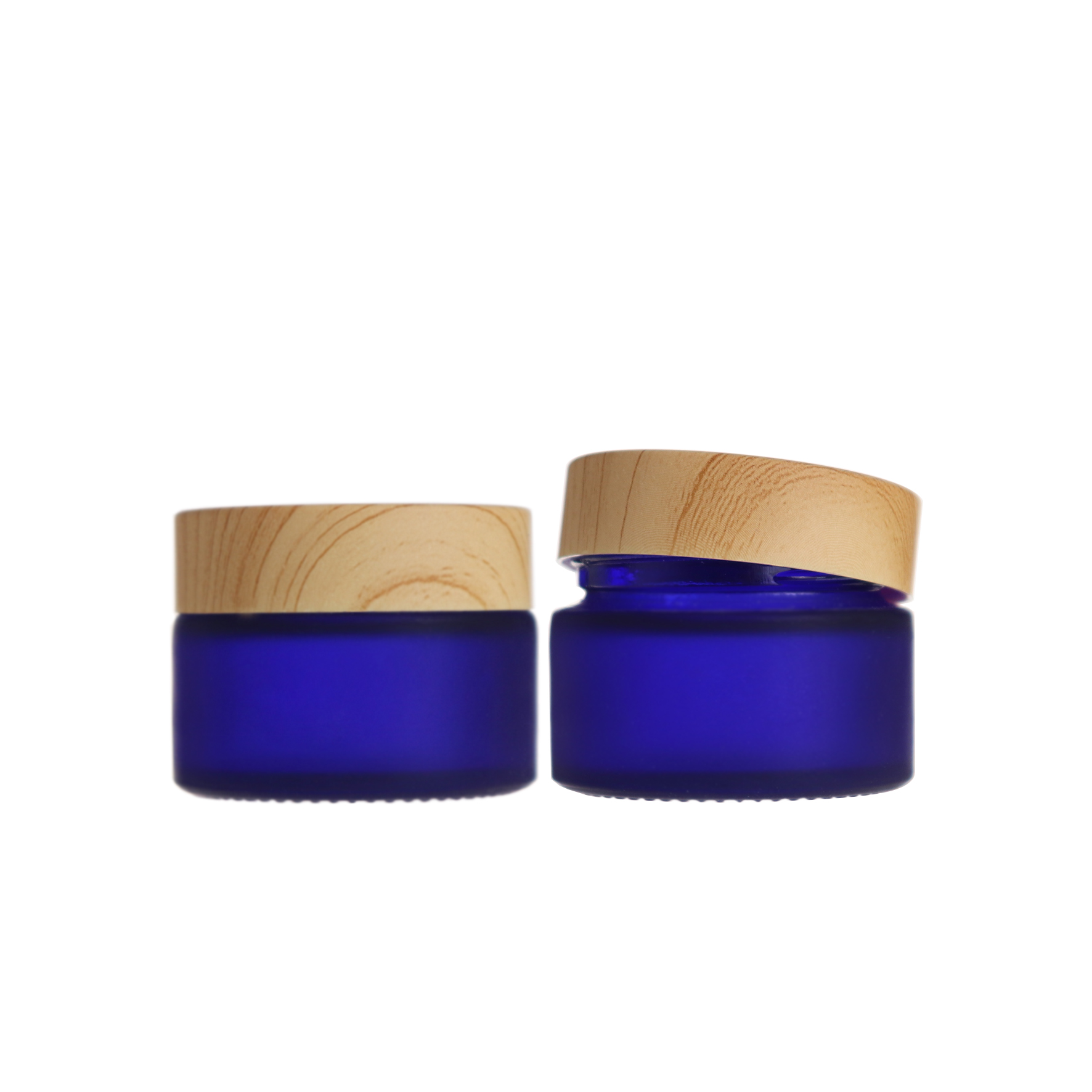 Wholesale glass cosmetic cream jar 30ml blue frosted cosmetics jar