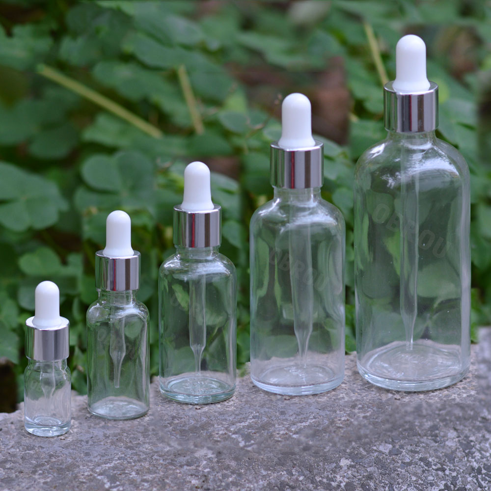 Wholesale glass dropper bottle 10ml 15ml 20ml 30ml 50ml clear amber black glass perfume essential oil bottle cosmetic bottles