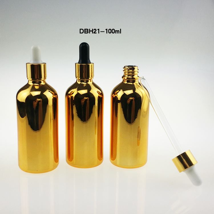 Wholesale glass gold 100ml large glass essential oil dropper bottles, empty 100 ml golden e liquidglas dropper bottle wholesale