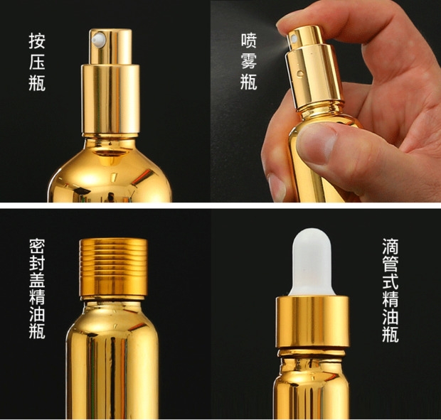 Wholesale glass gold 50ml large glass essential oil dropper bottles empty 100 ml golden