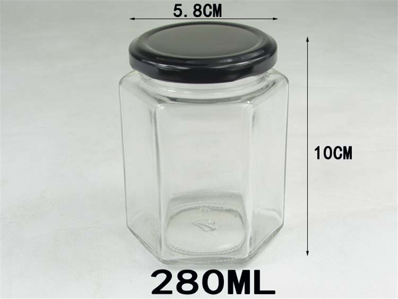Wholesale glass jar with lid hexagonal
