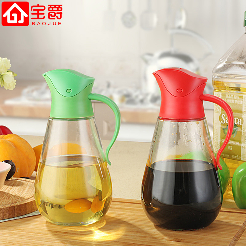 Wholesale glass oil bottle anti-oil bottle set, automatic capping oil bottle, drip - free