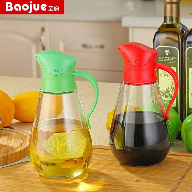Wholesale glass oil bottle anti-oil bottle set, automatic capping oil bottle, drip - free