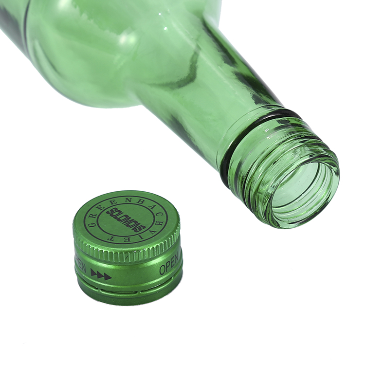Wholesale glass soju bottle green 360ml soju bottle with lid
